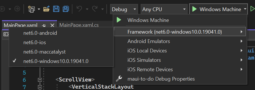 Select the Android Framework from the dropdown list