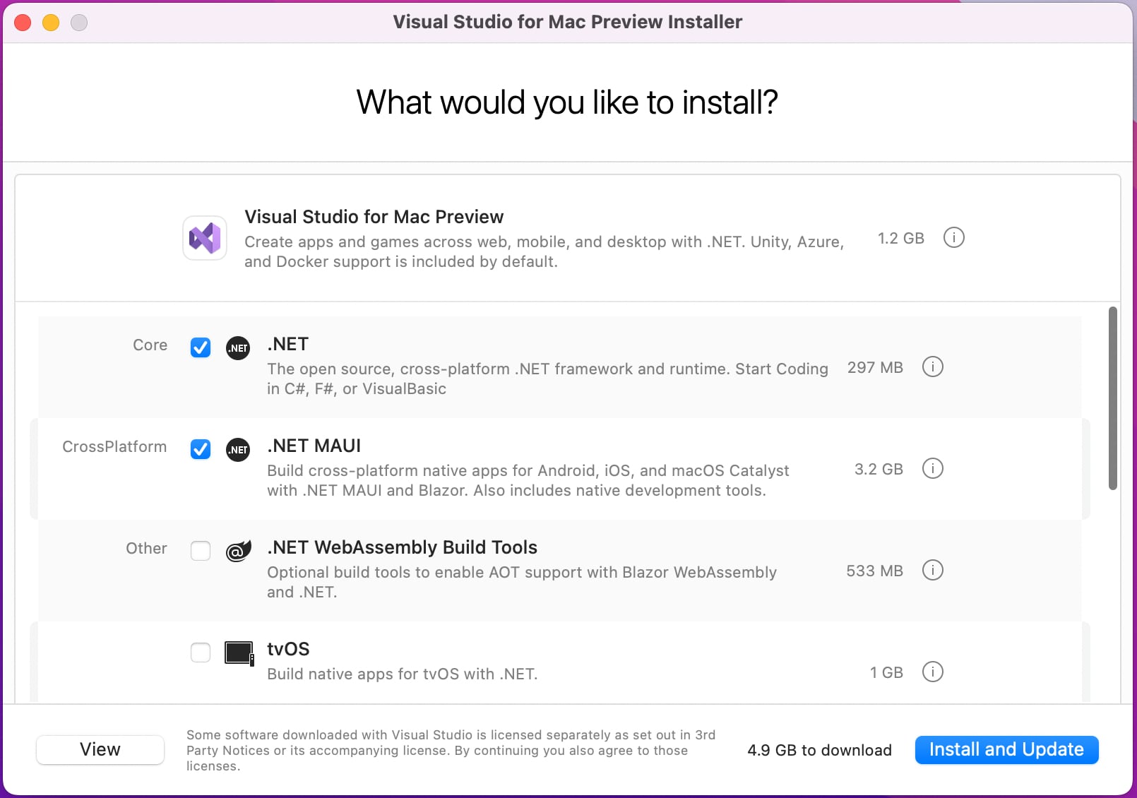 Visual Studio 2022 for Mac Preview Installer